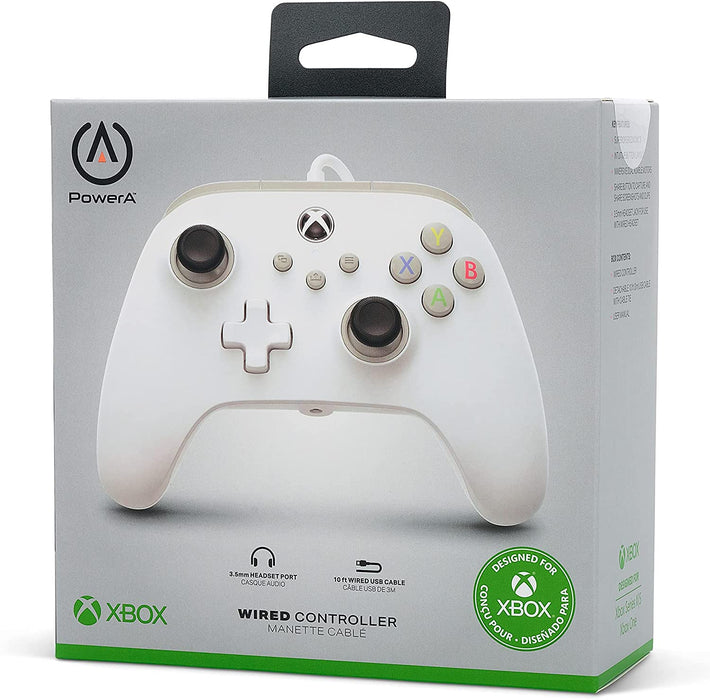 PowerA Wired Controller For Xbox Series X & S, Xbox One, PC, Windows 10 & 11, Dual Rumble Motors, Detachable 10ft USB Cable, 3.5mm Stereo Headset Jack, Official: White