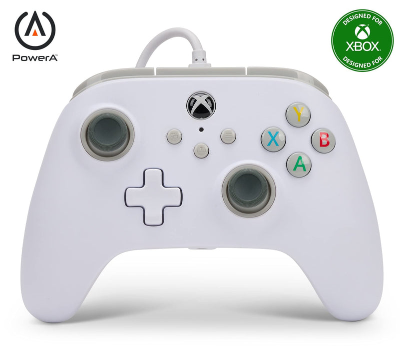 PowerA Wired Controller For Xbox Series X & S, Xbox One, PC, Windows 10 & 11, Dual Rumble Motors, Detachable 10ft USB Cable, 3.5mm Stereo Headset Jack, Official: White