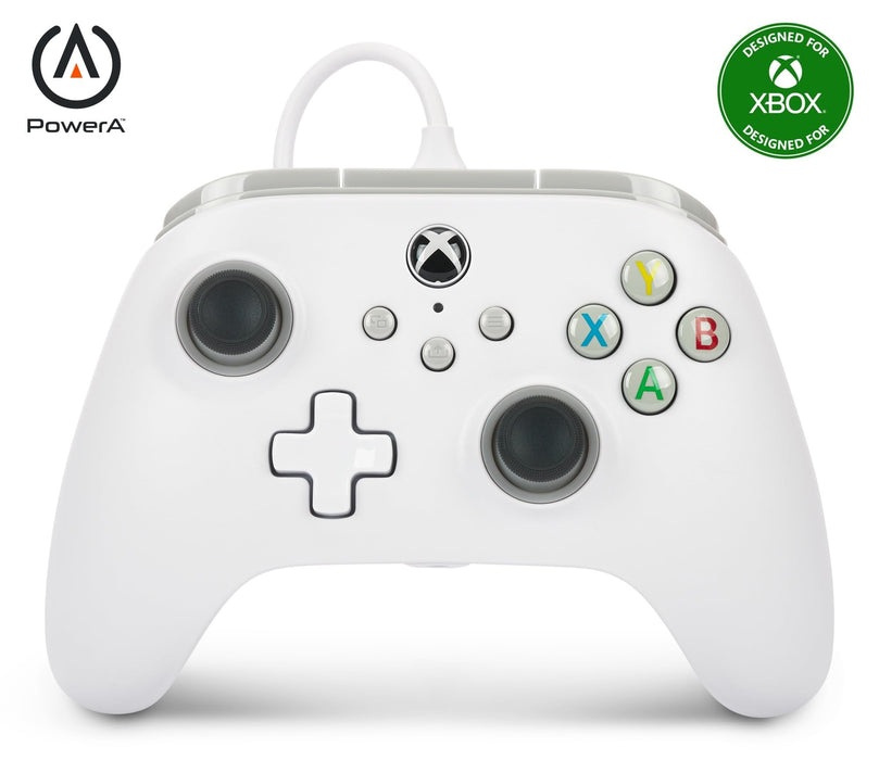 PowerA Wired Controller For Xbox Series X & S, Xbox One, PC, Windows 10 & 11, Dual Rumble Motors, Detachable 10ft USB Cable, 3.5mm Stereo Headset Jack, Official: White
