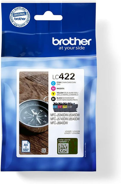 Brother Original LC-422VAL Value Pack Ink Cartridges for Brother MFC-J5340DW, MFC-J5345DW, MFC-J5740DW, MFC-J6540DW, MFC-J6940DW (4 x Black, Cyan, Magenta, Yellow