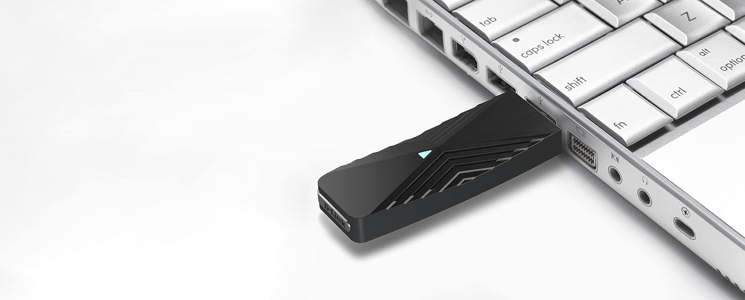 D-Link DWA-X1850 Wi-Fi 6 USB Adapter, 802.11ax, Dual Band 2.4/5GHz, High Speed 1200 Mbps, OFDMA, MU-MIMO, WPA3, Supports Windows 10, Black