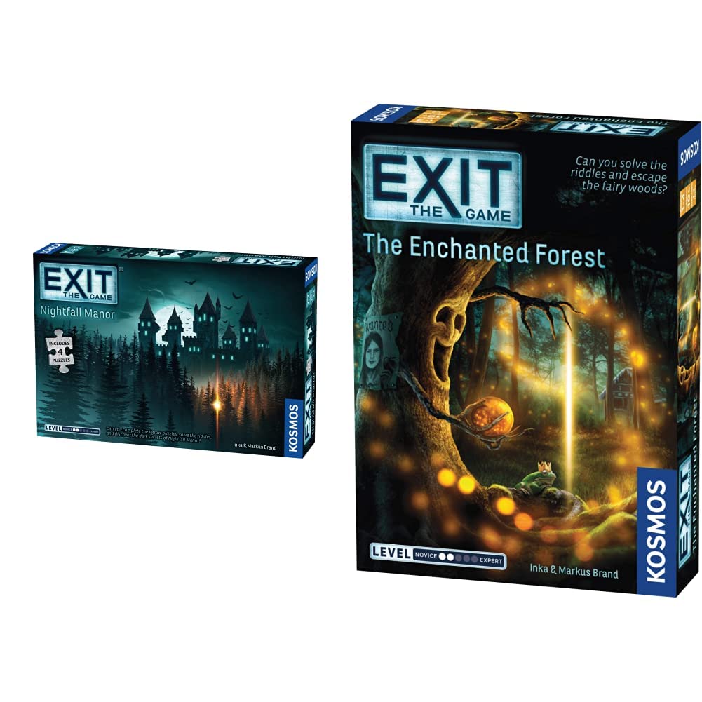 Thames & Kosmos - EXIT: Nightfall Manor - Level: 2/5 - Unique Escape Room Game - 1-4 Players, 692880 & EXIT: The Enchanted Forest - Level: 2/5 - Unique Escape Room Game - 1-4 Players, 692875 + EXIT: T