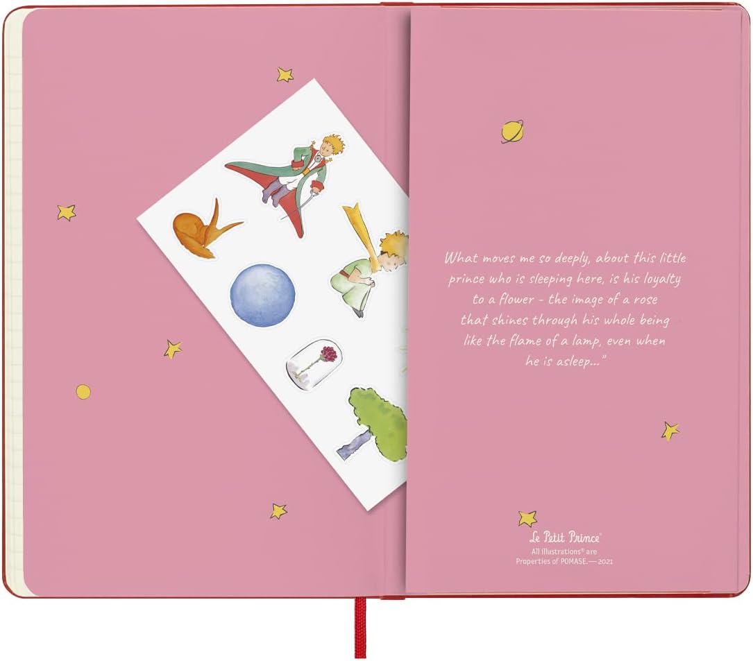 Moleskine Weekly Planner 2023, 12-Month Monthly Diary, Limited Edition Le Petit Prince, Weekly Planner With Hard Cover And Elastic Closure, Large Size 9 x 14 cm, Color Rose