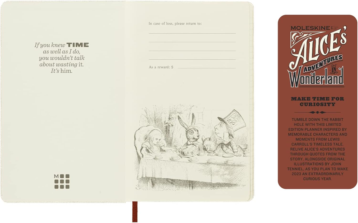 Moleskine Weekly Planner 2023, 12-Month Diary, Limited Edition Alice In Wonderland, Weekly Planner with Hard Cover and Elastic Closure, Pocket Size 9 x 14 cm, Colour Orange