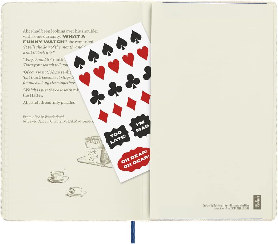 Moleskine Weekly Planner 2023, 12-Month Diary, Limited Edition Alice In Wonderland, Weekly Planner with Hard Cover and Elastic Closure, Large Size 21 x 13.5 Cm