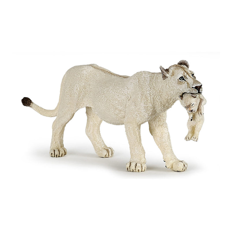 PAPO Wild Animal Kingdom White Lioness with Cub Toy Figure, White (50203)