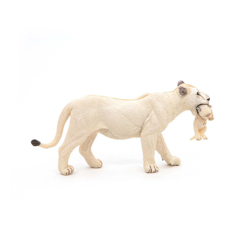 PAPO Wild Animal Kingdom White Lioness with Cub Toy Figure, White (50203)