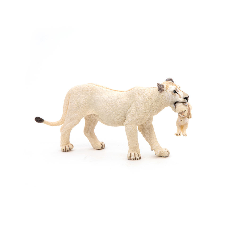 PAPO Wild Animal Kingdom White Lioness with Cub Toy Figure, White (50203)