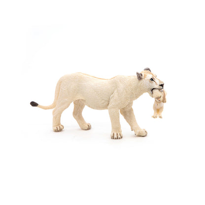 PAPO Wild Animal Kingdom White Lioness with Cub Toy Figure, White (50203)