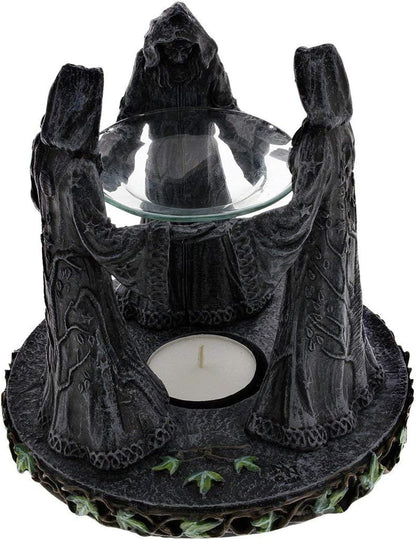 Pagan Magik Circle Triple Moon Oil Burner. (16Cm)