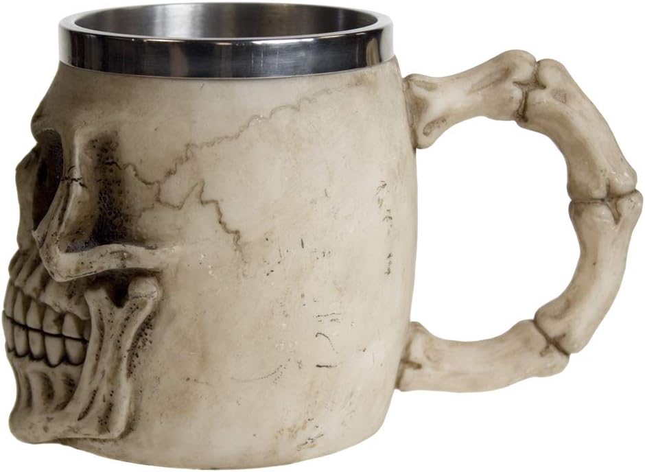 Nemesis Now NEM3933 Grinning Skull Tankard Mug 14cm Ivory
