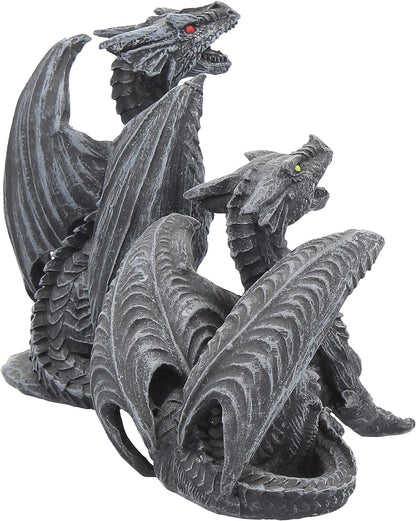 Nemesis Now Dark Fury Set of 2 10cm Dragon Figurines, Black, One Size