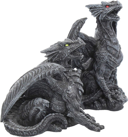 Nemesis Now Dark Fury Set of 2 10cm Dragon Figurines, Black, One Size