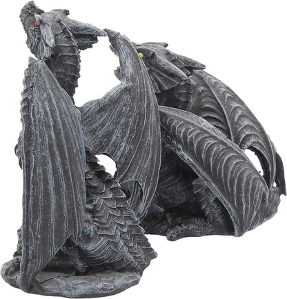 Nemesis Now Dark Fury Set of 2 10cm Dragon Figurines, Black, One Size