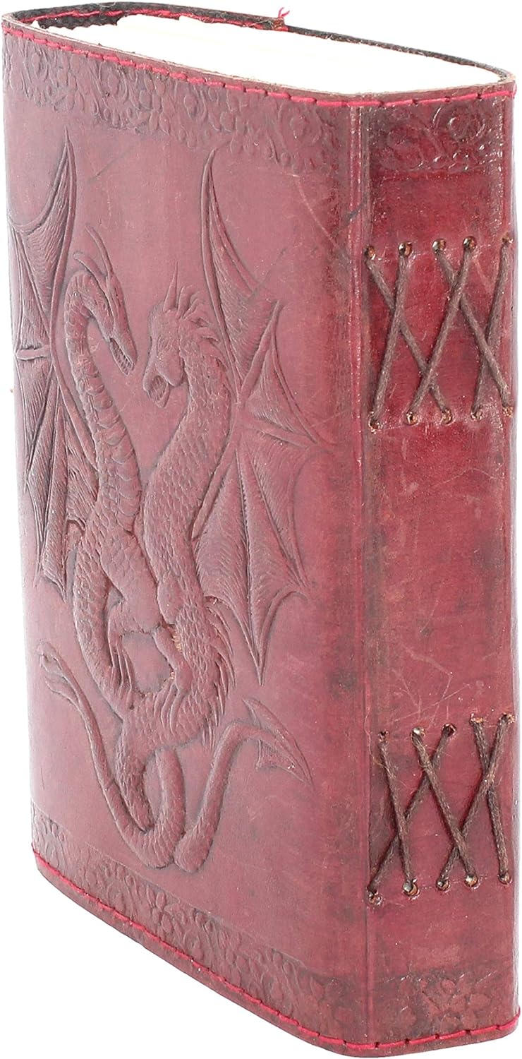 Nemesis Now Double Dragon Leather Journal With Lock 20cm Brown