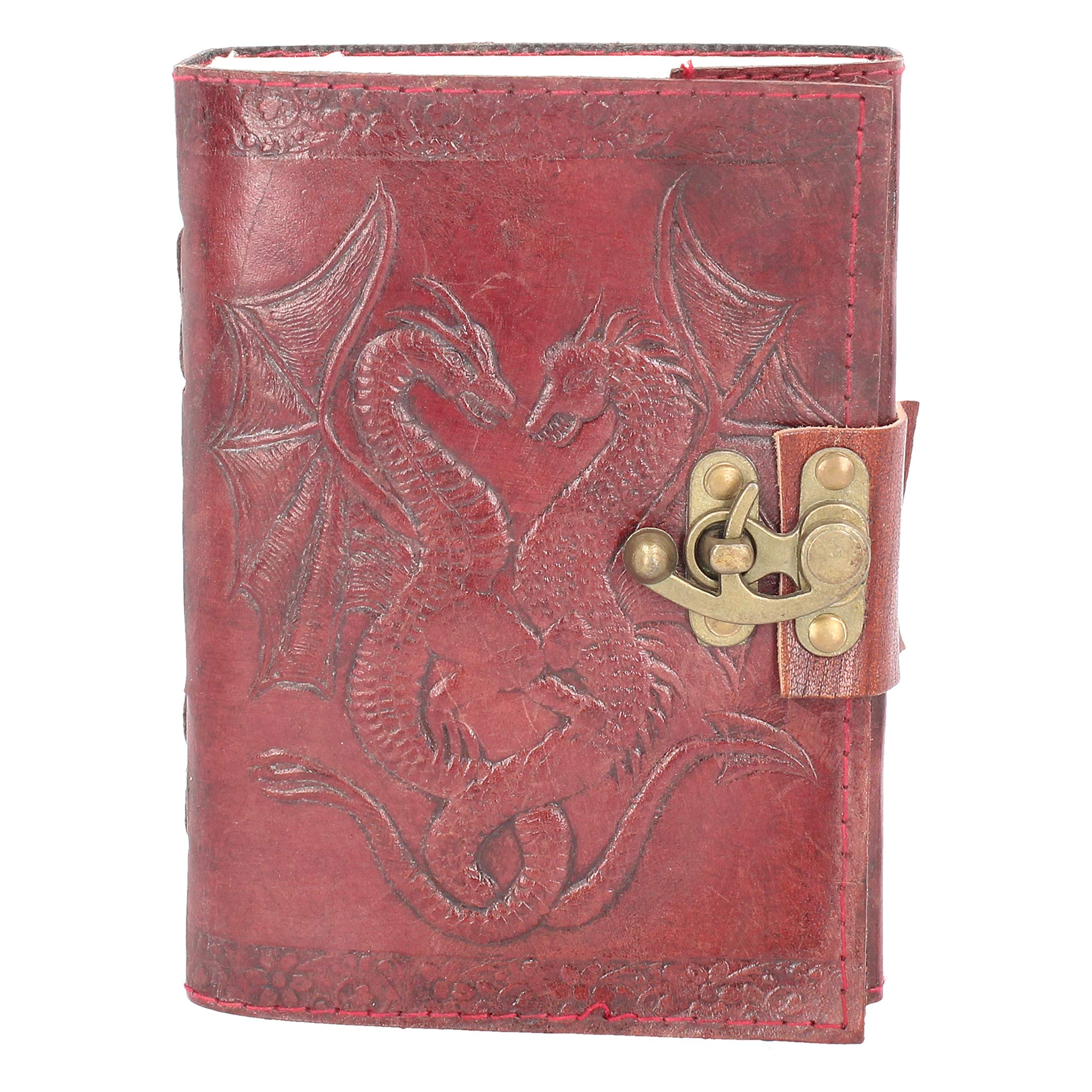 Nemesis Now Double Dragon Leather Journal With Lock 20cm Brown
