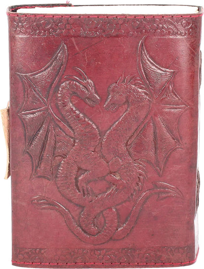 Nemesis Now Double Dragon Leather Journal With Lock 20cm Brown