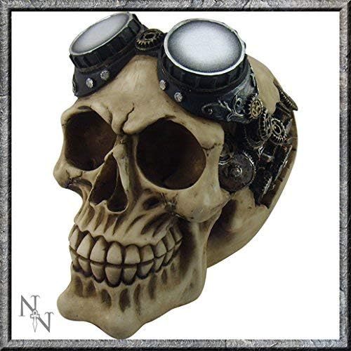Nemesis Now Goggles Steampunk Skull Figure, Skull Ornament, 15cm