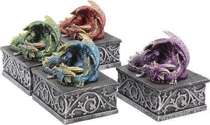 Nemesis Now Dragon Safehold Set Of 4, Boxes, Multi-Coloured, 8.4cm, Resin