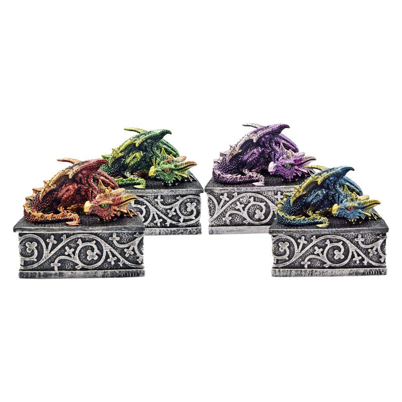 Nemesis Now Dragon Safehold Set Of 4, Boxes, Multi-Coloured, 8.4cm, Resin