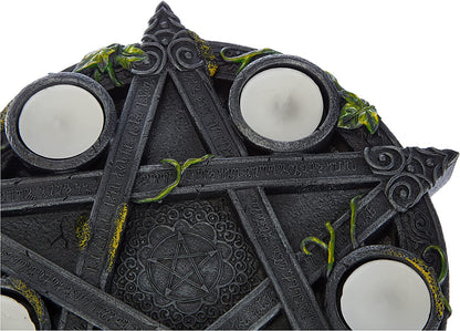 Wiccan Pentagram Tea Light Holder Gothic Witch Candle Holder