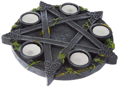 Wiccan Pentagram Tea Light Holder Gothic Witch Candle Holder