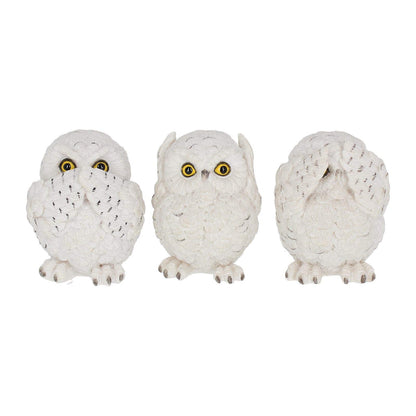 Nemesis Now Three Wise Owls Figurine 8cm White