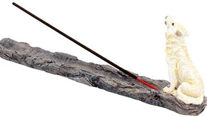 Wolf Call Ihowling White Wolf Incense Holder 27.8Cm