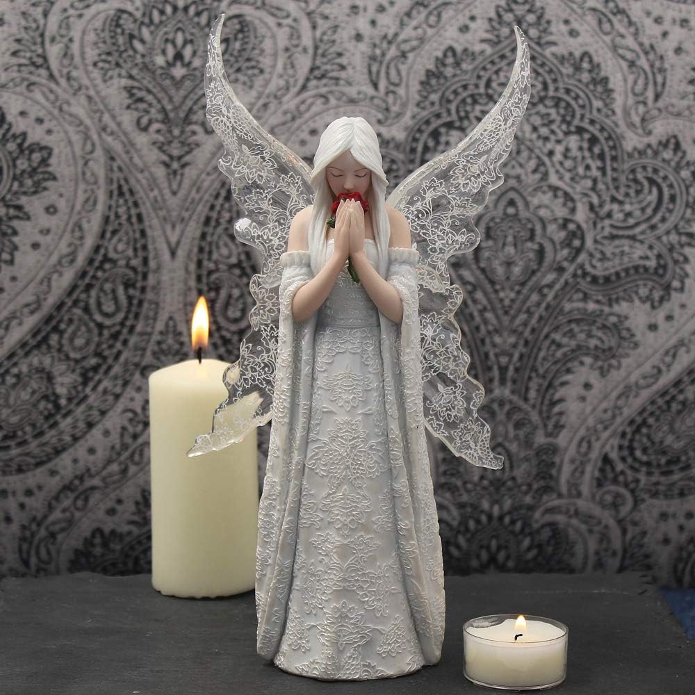 Nemesis Now B2798G6 Love Remains Anne Stokes - Figura Decorativa (Resina, 26 cm), Color Blanco