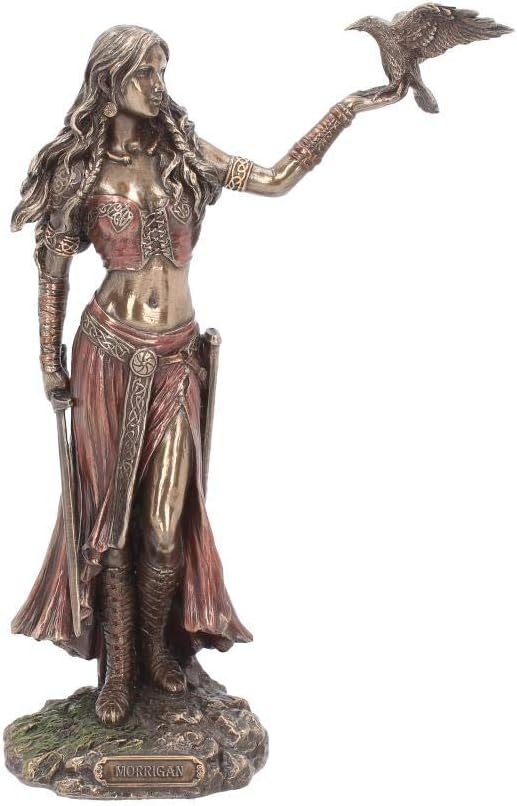 Nemesis Now Morrigan and Crow - Figura decorativa (bronce, 28 cm