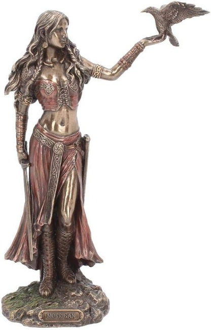 Nemesis Now Morrigan and Crow - Figura decorativa (bronce, 28 cm