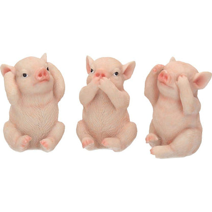 Nemesis Now Three Wise Pigs - Figura Decorativa (11 cm), Color Rosa