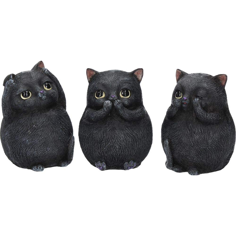 Nemesis Now Three Wise Fat Cats - Figura Decorativa (Resina, 8,5 cm), Color Negro