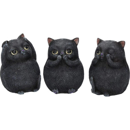 Nemesis Now Three Wise Fat Cats - Figura Decorativa (Resina, 8,5 cm), Color Negro