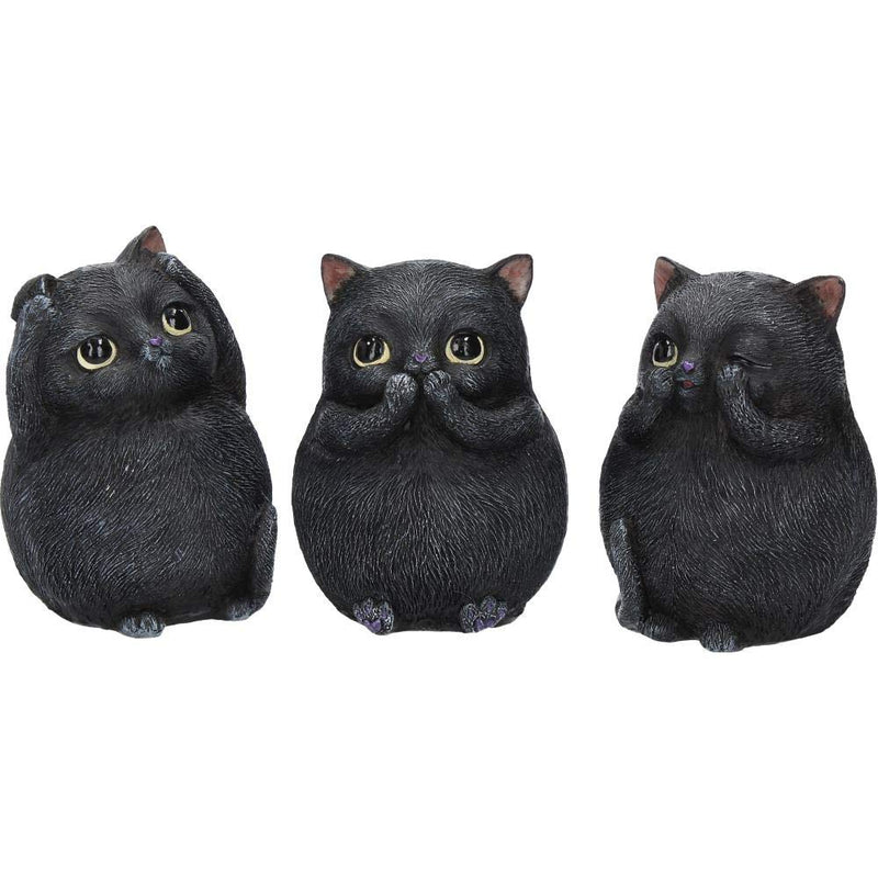Nemesis Now Three Wise Fat Cats - Figura Decorativa (Resina, 8,5 cm), Color Negro