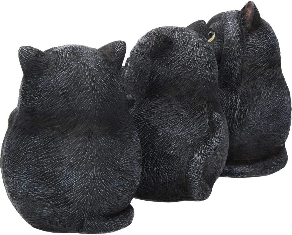 Nemesis Now Three Wise Fat Cats - Figura Decorativa (Resina, 8,5 cm), Color Negro