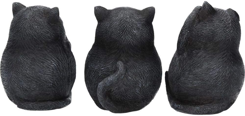 Nemesis Now Three Wise Fat Cats - Figura Decorativa (Resina, 8,5 cm), Color Negro