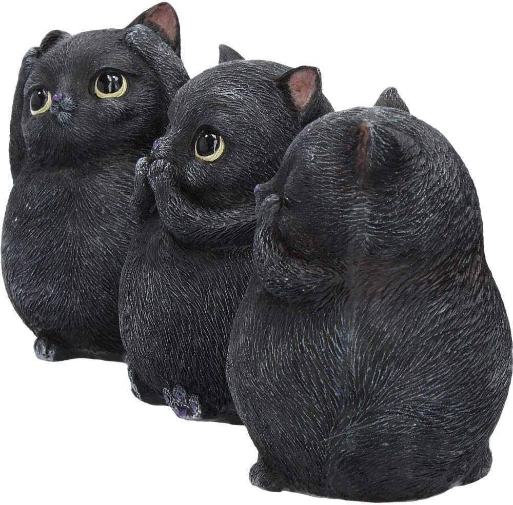 Nemesis Now Three Wise Fat Cats - Figura Decorativa (Resina, 8,5 cm), Color Negro