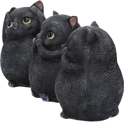 Nemesis Now Three Wise Fat Cats - Figura Decorativa (Resina, 8,5 cm), Color Negro