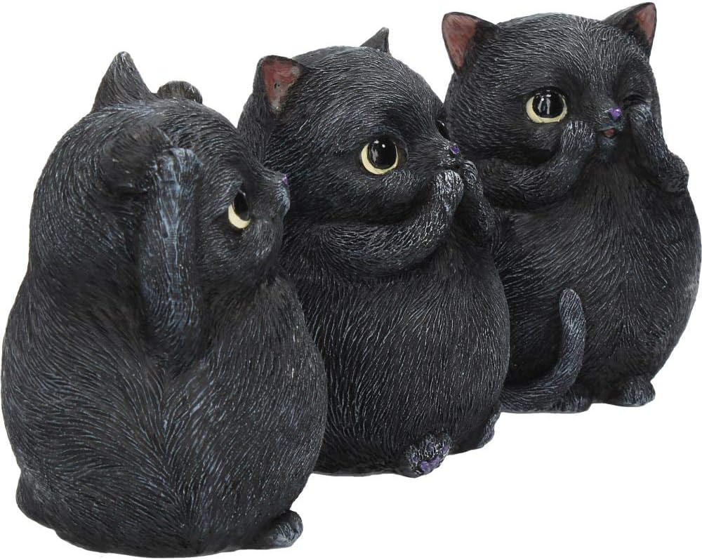 Nemesis Now Three Wise Fat Cats - Figura Decorativa (Resina, 8,5 cm), Color Negro