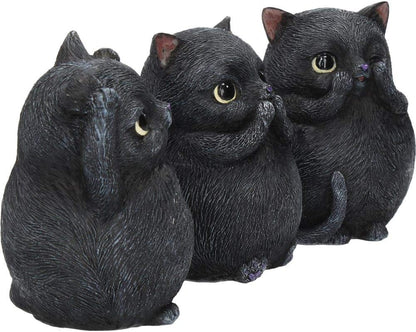 Nemesis Now Three Wise Fat Cats - Figura Decorativa (Resina, 8,5 cm), Color Negro