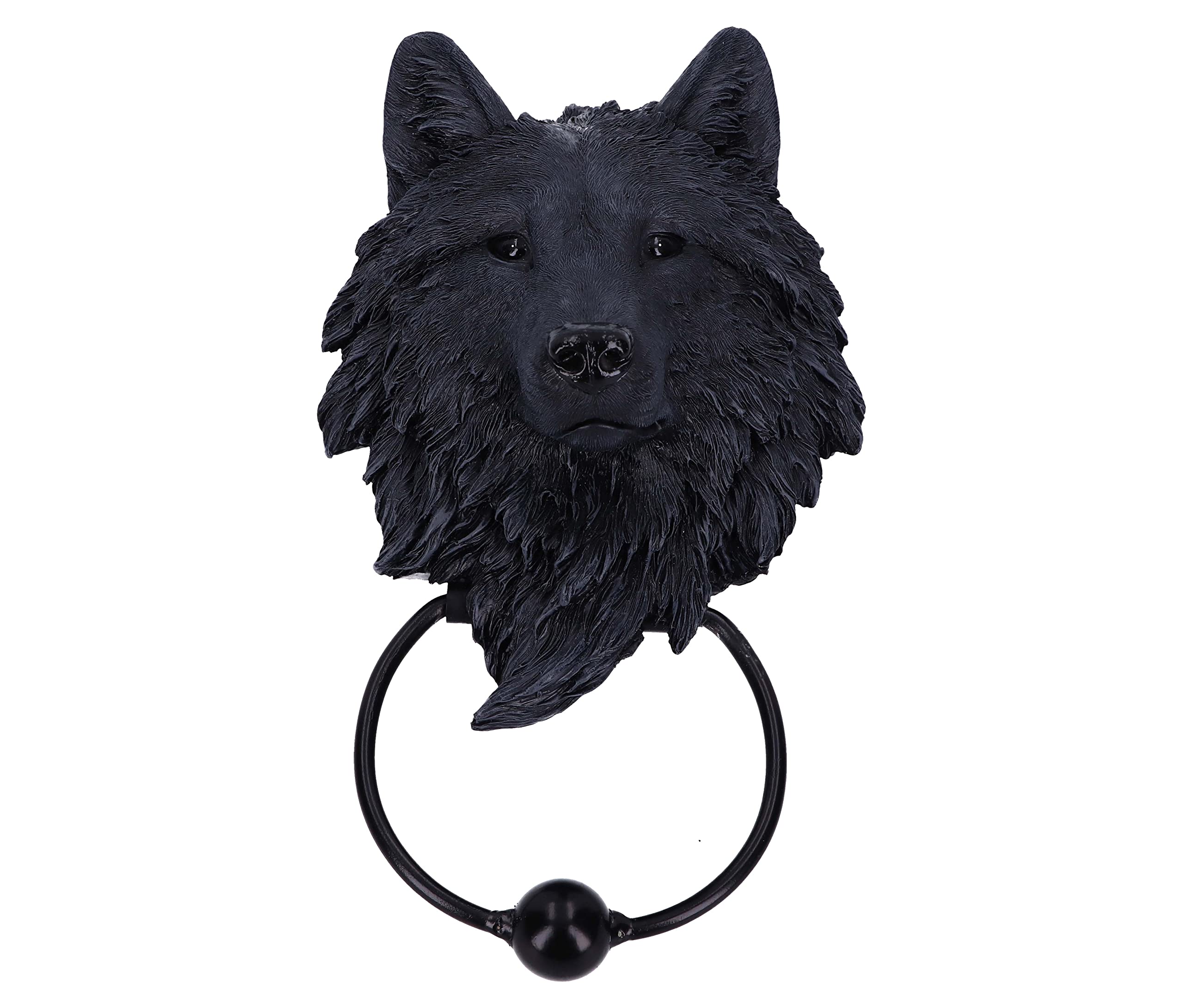 Dark Guardian Wolf Black Canine Door Knocker