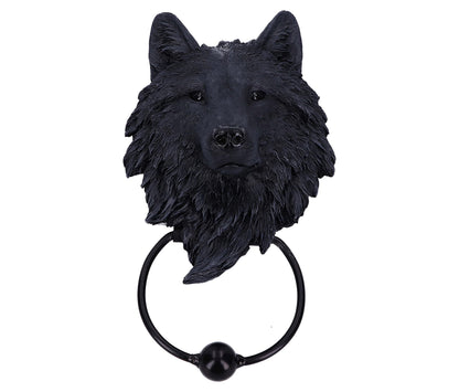 Dark Guardian Wolf Black Canine Door Knocker