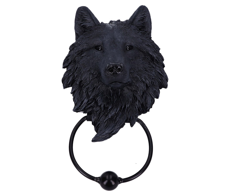 Dark Guardian Wolf Black Canine Door Knocker