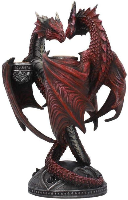 Nemesis Now Dragon Heart Anne Stokes Valentine's Edition Candle Holder 23cm Red, Resin, One Size