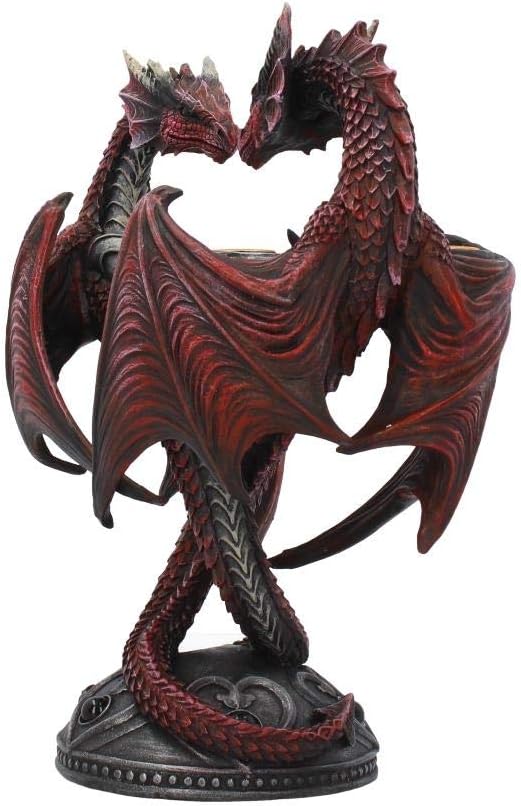 Nemesis Now Dragon Heart Anne Stokes Valentine's Edition Candle Holder 23cm Red, Resin, One Size