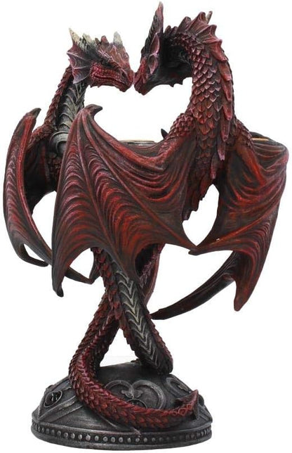 Nemesis Now Dragon Heart Anne Stokes Valentine's Edition Candle Holder 23cm Red, Resin, One Size