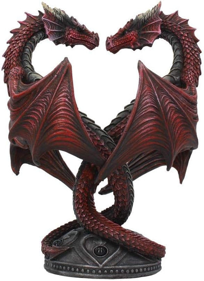 Nemesis Now Dragon Heart Anne Stokes Valentine's Edition Candle Holder 23cm Red, Resin, One Size