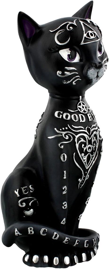 Nemesis Now Mystic Kitty Figurine 26cm, Resin, Black, Spirit Board Cat, Baroque Design Planchette, Cast in the Finest Resin, Painstakingly Hand-Painted