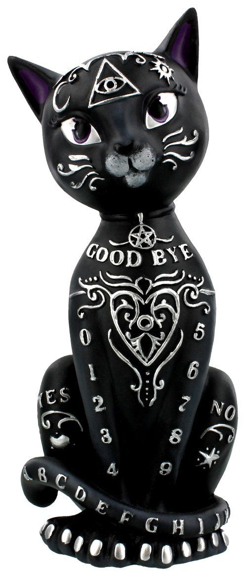Nemesis Now Mystic Kitty Figurine 26cm, Resin, Black, Spirit Board Cat, Baroque Design Planchette, Cast in the Finest Resin, Painstakingly Hand-Painted